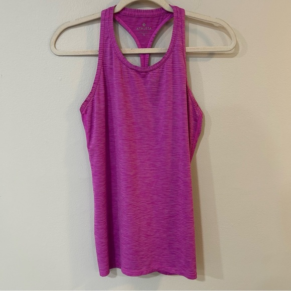 Athleta High Neck Shadow Stripe Chi Tank Racerback Purple Women’s Size Small - Picture 2 of 7